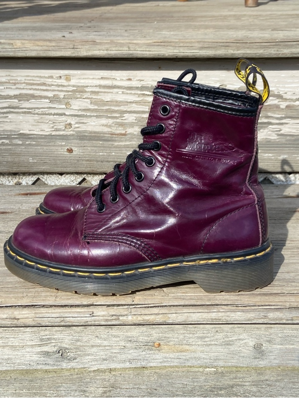 RARE! Dr Martens Vintage Purple Leather 9732 Boot Made in England Women's Size 7